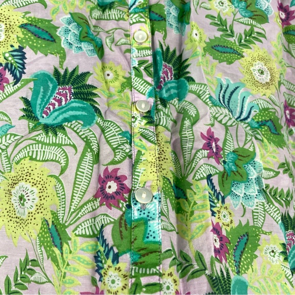 J.Jill Jasmine Whimsical Blooms Floral Cotton Silk Button Down Blouse - Picture 4 of 9